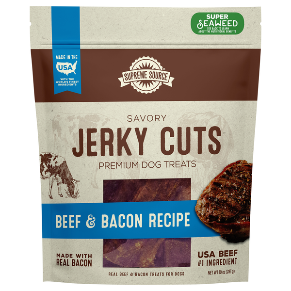 Supreme Source Dog Treats, Beef &amp; Bacon Recipe, Premium, Jerky Cuts
