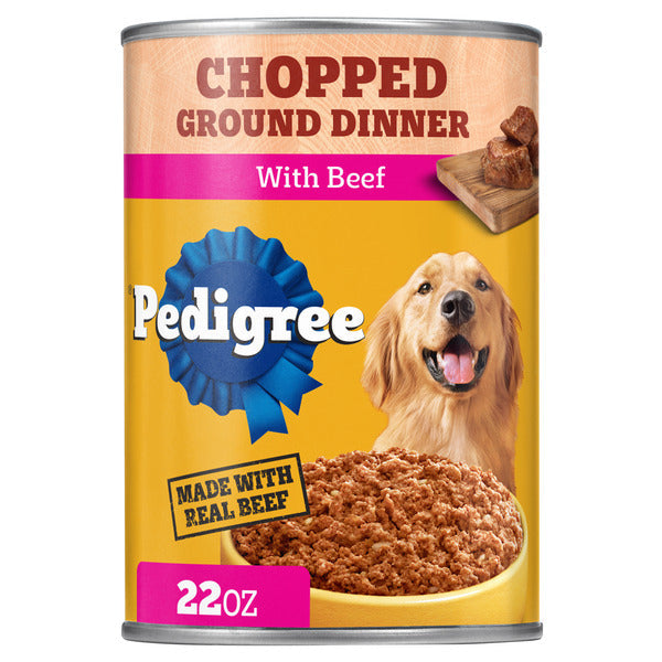 Pedigree Chopped Ground Dinner Adult Soft Wet Dog Food Can With Beef
