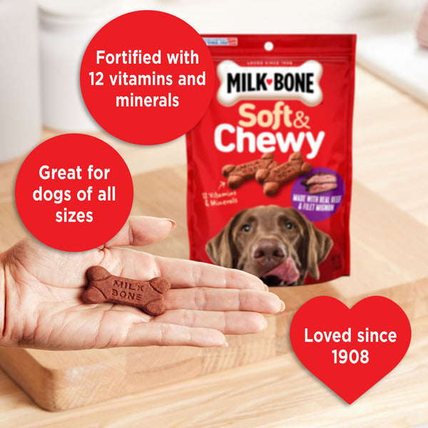 Milk-Bone Soft and Chewy Dog Treats, Beef &amp; Filet Mignon Recipe With Chuck Roast