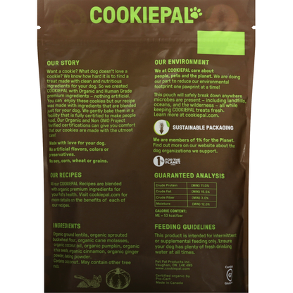 COOKIEPAL Dog Biscuits, Human Grade Organic, Pumpkin &amp; Chia Recipe