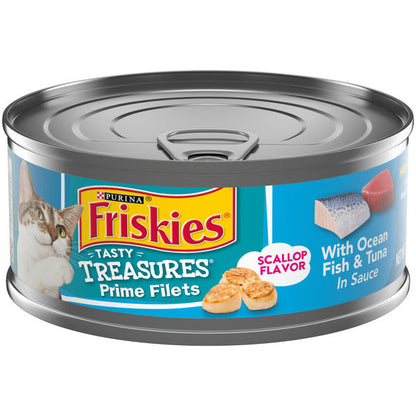 Purina Friskies Pate Wet Cat Food, Tasty Treasures With Ocean Fish &amp; Tuna and Scallop Flavor