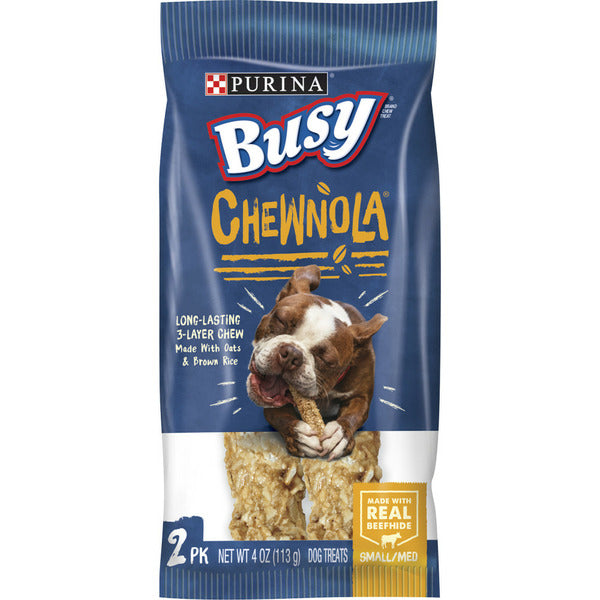 Purina Busy Rawhide Small/Medium Breed Dog Bones, Chewnola With Oats &amp; Brown Rice