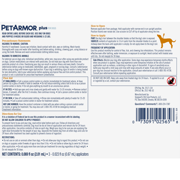 PetArmor Flea, Tick &amp; Lice Treatment, Small Dogs (5-22 lbs)