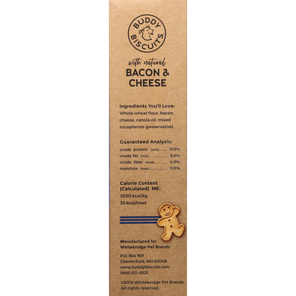 Buddy Biscuits Treats for Dogs, Crunchy, with Bacon &amp; Cheese