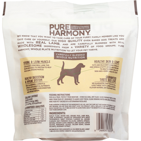 Pure Harmony Dog Treats, Super Premium, Lamb &amp; Blueberry Flavor, Wafers
