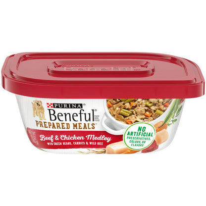 Purina Beneful High Protein, Wet Dog Food With Gravy, Prepared Meals Beef &amp; Chicken Medley