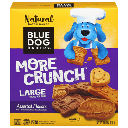 Blue Dog Bakery More Crunch, Assorted Flavors, Large Treats for Dogs