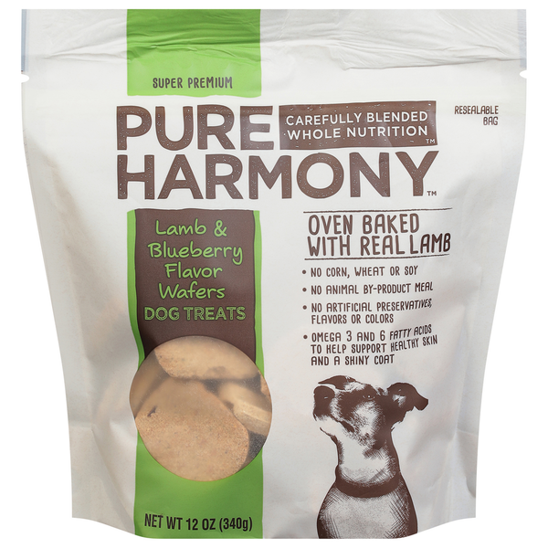 Pure Harmony Dog Treats, Super Premium, Lamb &amp; Blueberry Flavor, Wafers