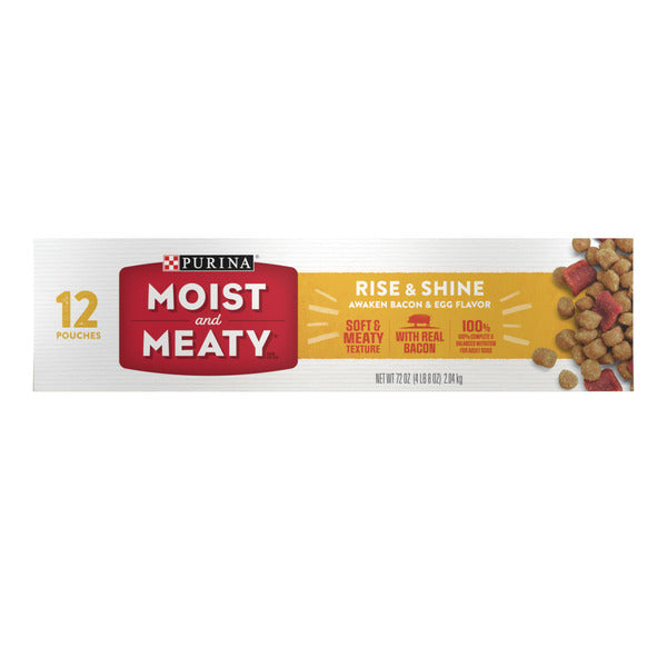 Purina Moist &amp; Meaty Rise and Shine Awaken Bacon and Egg Flavor Soft Dog Food Pouches