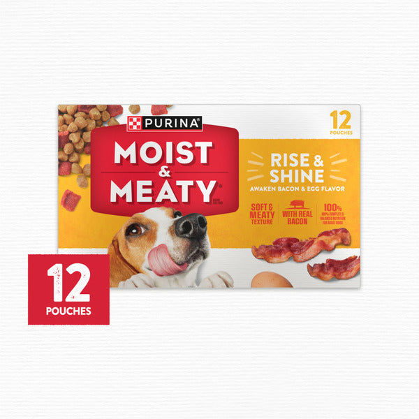 Purina Moist &amp; Meaty Rise and Shine Awaken Bacon and Egg Flavor Soft Dog Food Pouches