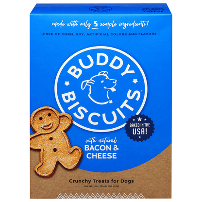 Buddy Biscuits Treats for Dogs, Crunchy, with Bacon &amp; Cheese