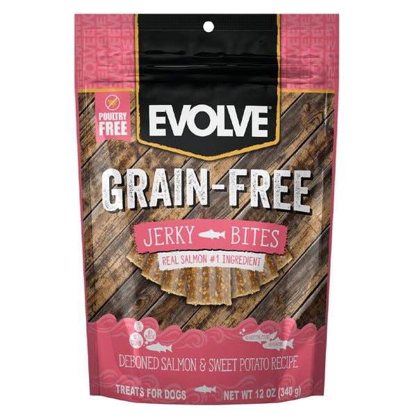 EVOLVE Grain Free Salmon &amp; Sweet Potato Jerky Bites for Dogs
