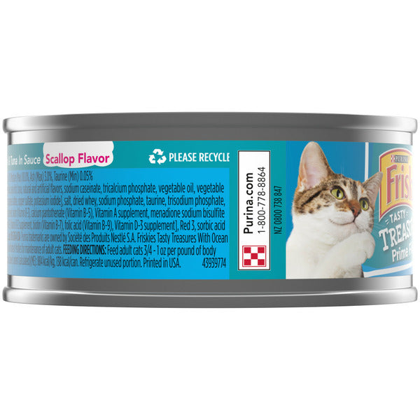 Purina Friskies Pate Wet Cat Food, Tasty Treasures With Ocean Fish &amp; Tuna and Scallop Flavor