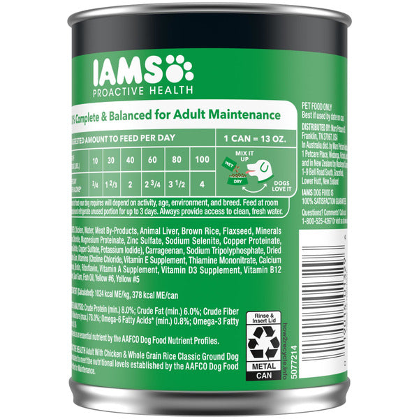 IAMS Adult Wet Dog Food Classic Ground with Chicken &amp; Whole Grain Rice