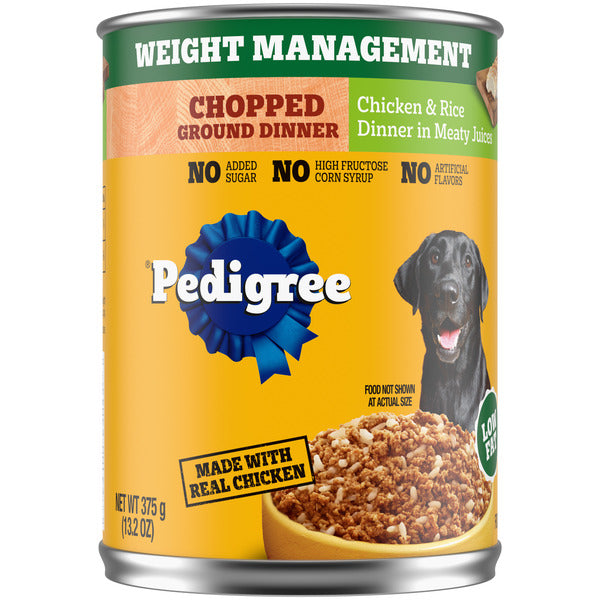 Pedigree Weight Management Chopped Ground Dinner Chicken &amp; Rice Flavor Dog Food