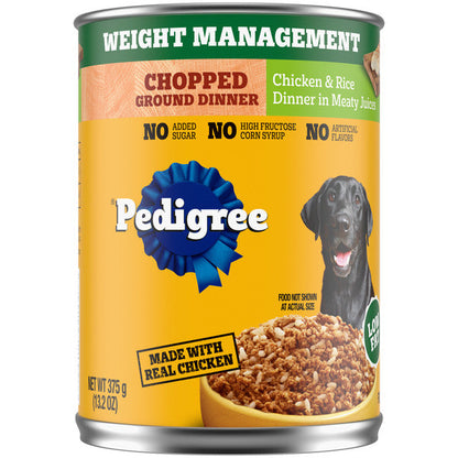 Pedigree Weight Management Chopped Ground Dinner Chicken &amp; Rice Flavor Dog Food