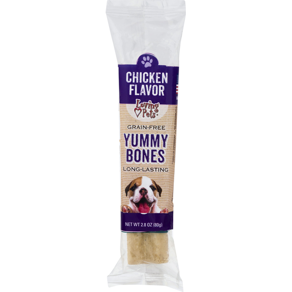 Loving Pets Dog Treats, Grain-Free, Yummy Bones, Chicken Flavor