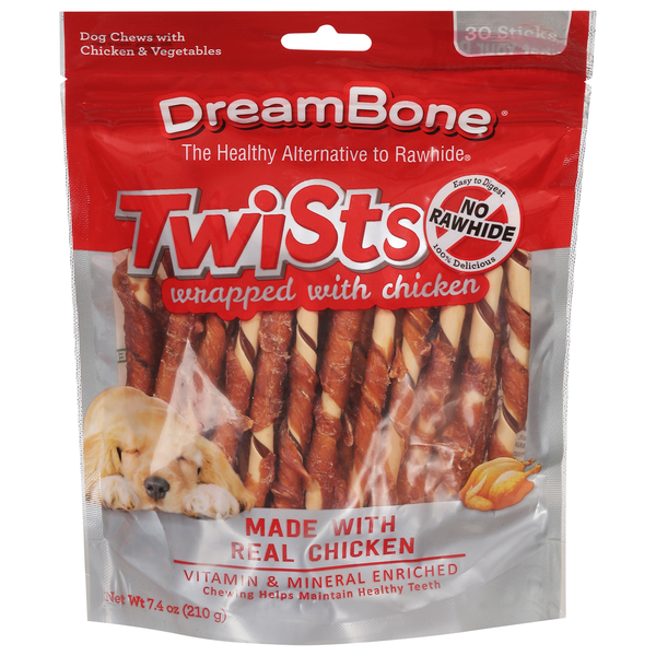 DreamBone Dog Chews, with Chicken &amp; Vegetable, Wrapped with Chicken, Twists