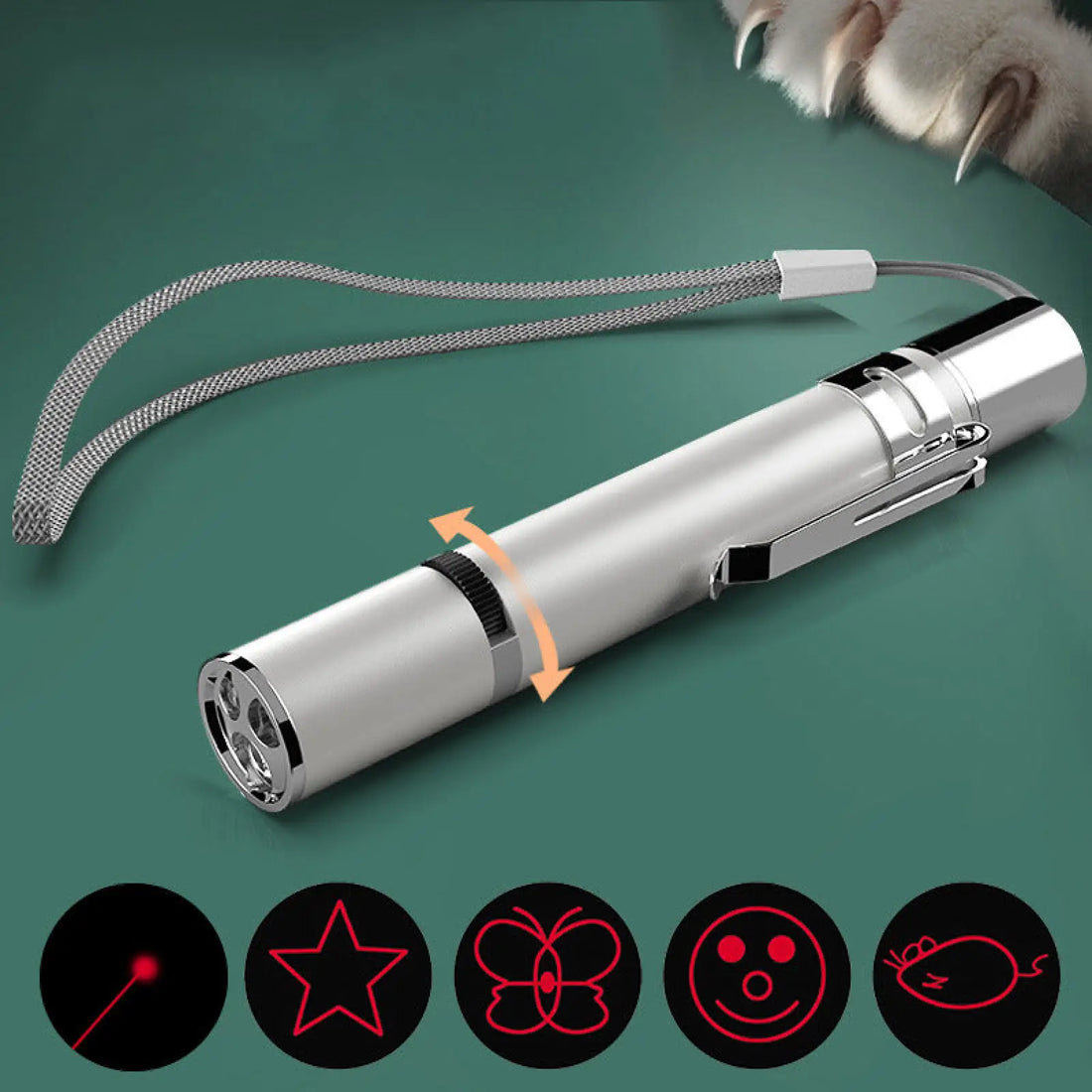 Laser Pointer Cat Toy Usb Rechargeable 5 Patterns