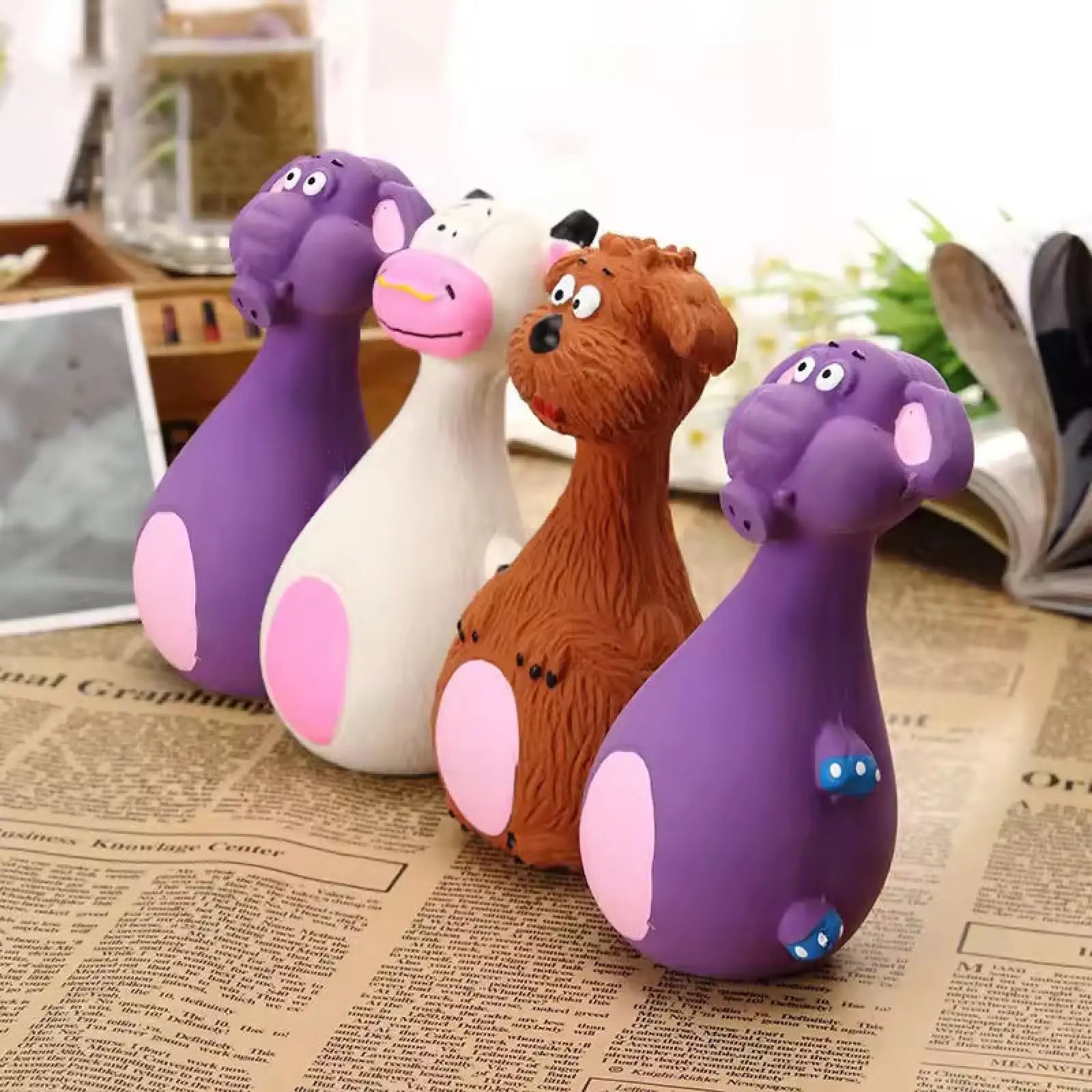 Latex Dog Squeaky Toys 4pc Durable Puppy Dental Chews