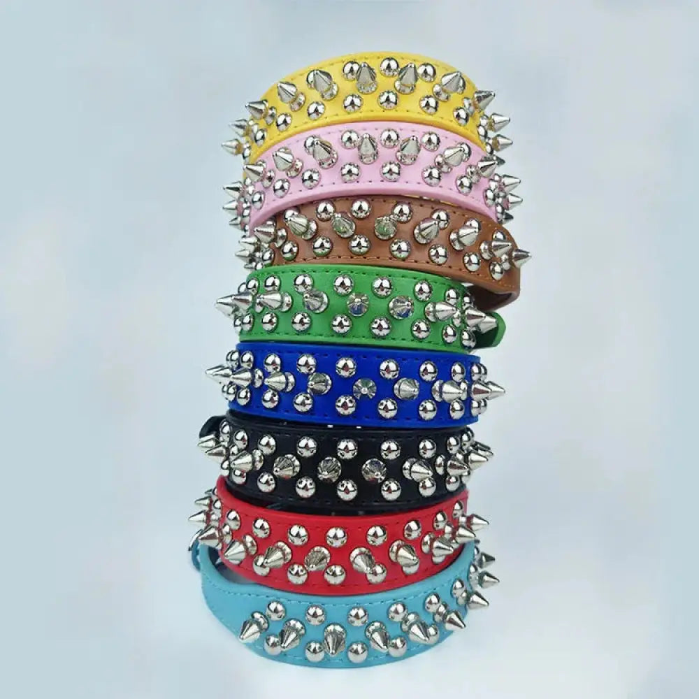 Studded Spiked Leather Dog Collar for Small and Medium Breeds