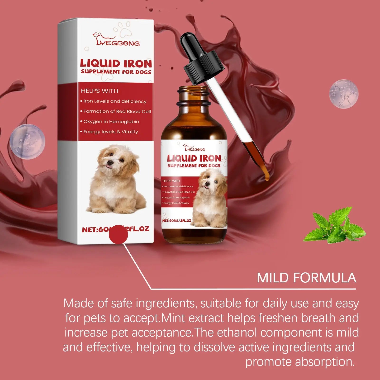 Liquid Iron Supplement for Dogs with Mint Extract 60ml