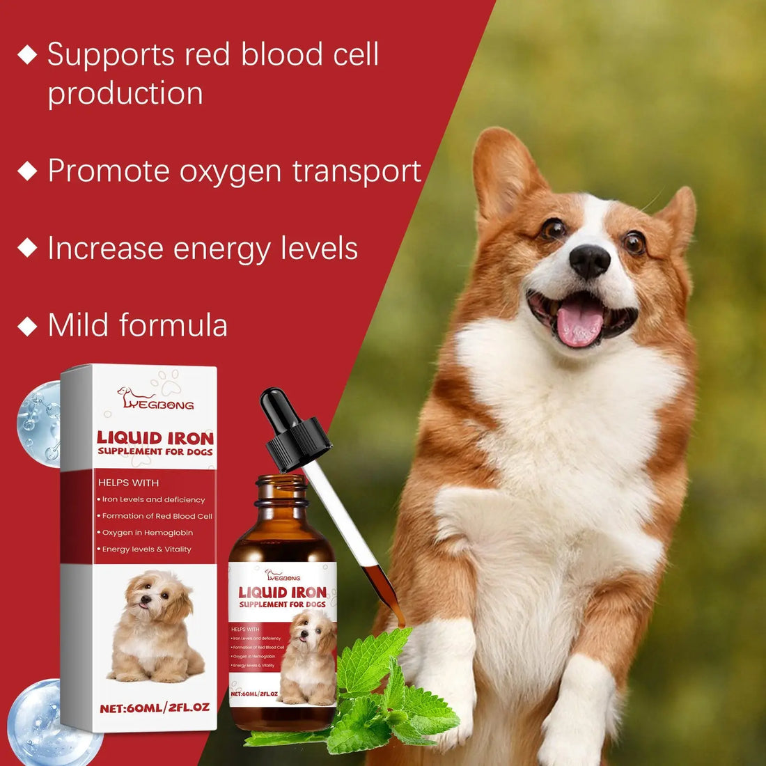 Liquid Iron Supplement for Dogs with Mint Extract 60ml