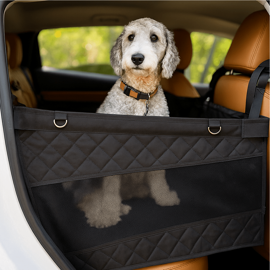 Katziela Dog Back Seat Cover Waterproof Quilted 600D Oxford Fabric, Heavy-Duty Non-Slip Bench Protector for Cars, SUVS &amp; TRUCKS – SINGLE Size, Leaves Space for Passengers.