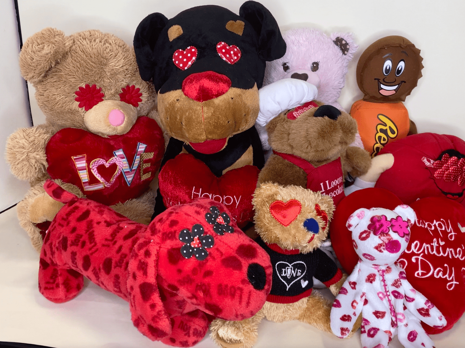 MEDIUM Hearts, Love &amp; Candy Dog Toys Squeak &amp; NO Squeak