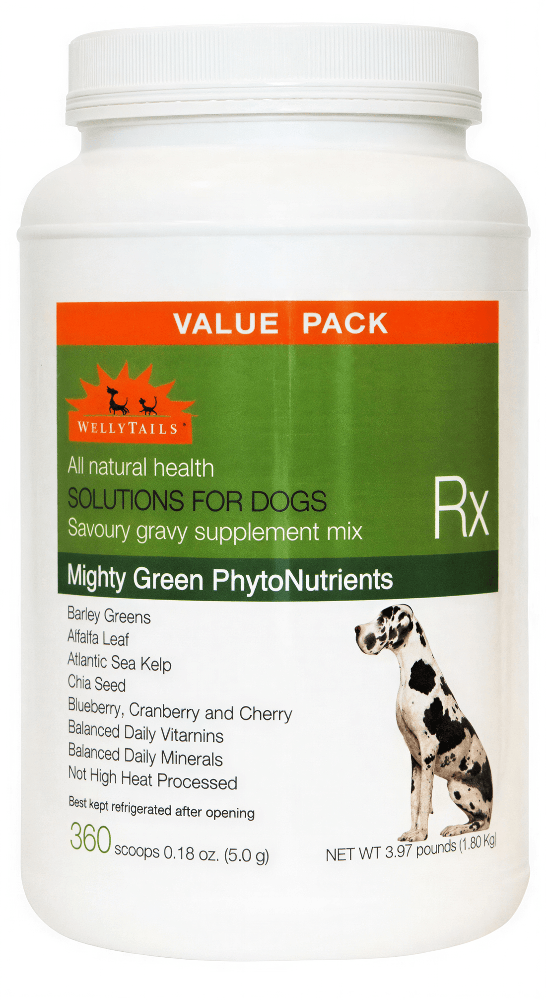 WellyTails  Mighty Green Phytonutrients Vitamins &amp; Minerals for Dogs