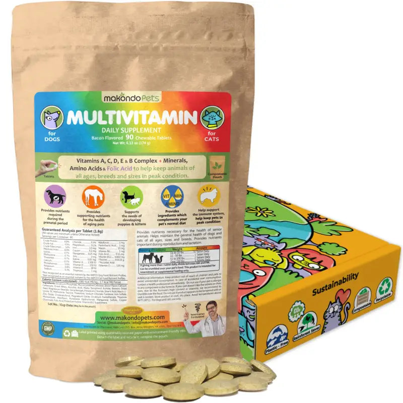 Multivitamin for Dogs &amp; Cats. Prenatal Vitamins. 90 Tabs