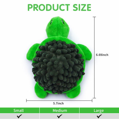 Aqezd Turtle Dog Squeaky Toy 2-in-1 Plush Rubber Core Small Breed