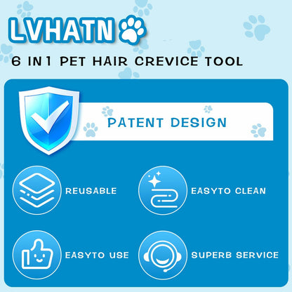 LVHATN 6 IN1 Pet Hair Remover Tool for Car Rug Couch Furniture 8.27in