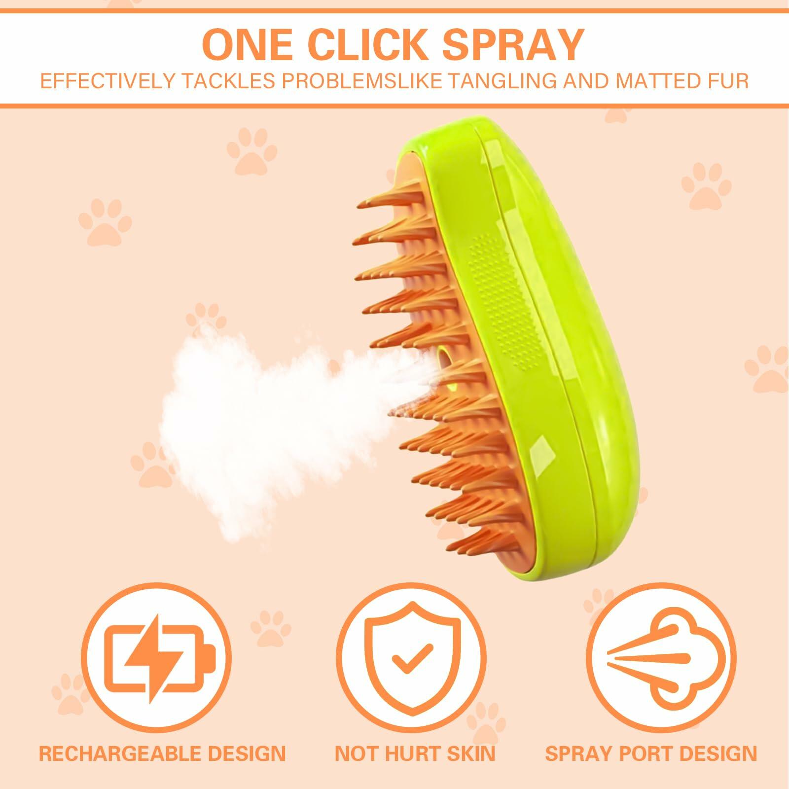 Steamy 3-in-1 Steam Pet Grooming Brush Self-Cleaning Hair Removal for Cats OPEN