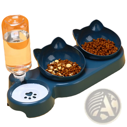 Orthopedic Cat Feeder with Automatic Waterer Bowl Set