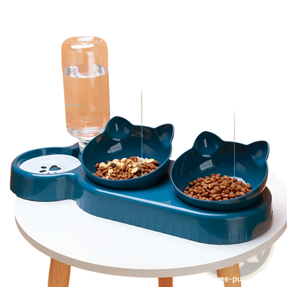 Orthopedic Cat Feeder with Automatic Waterer Bowl Set