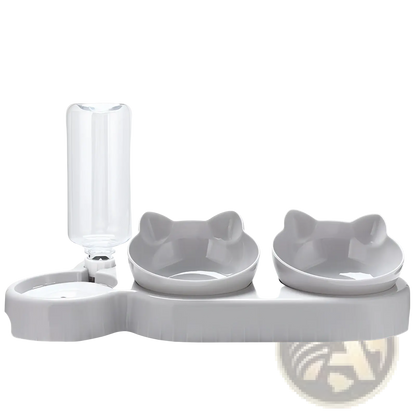 Orthopedic Cat Feeder with Automatic Waterer Bowl Set