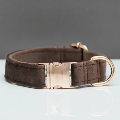 Personalized Velvet Dog Collar and Leash Set with Bow