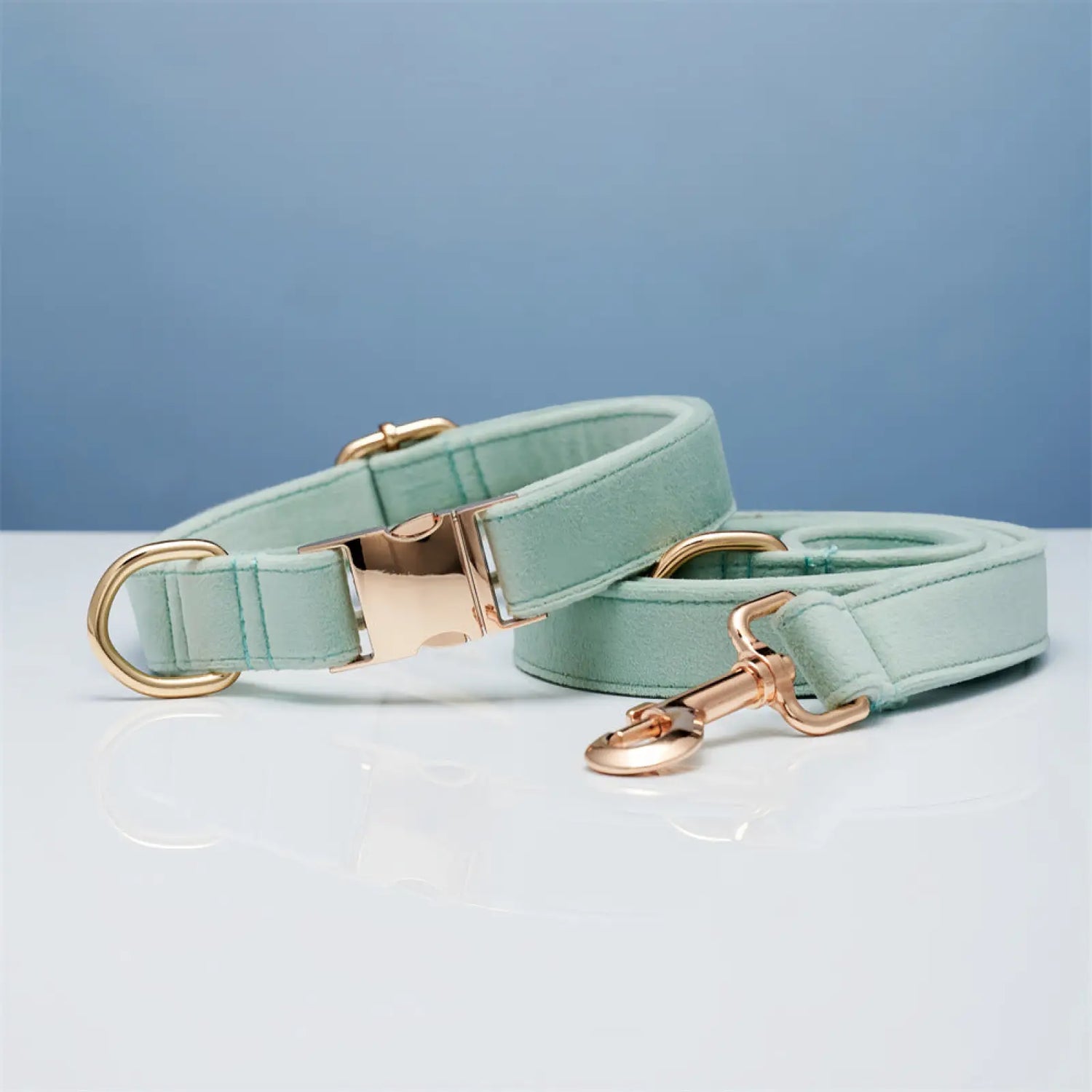 Personalized Velvet Dog Collar and Leash Set with Bow