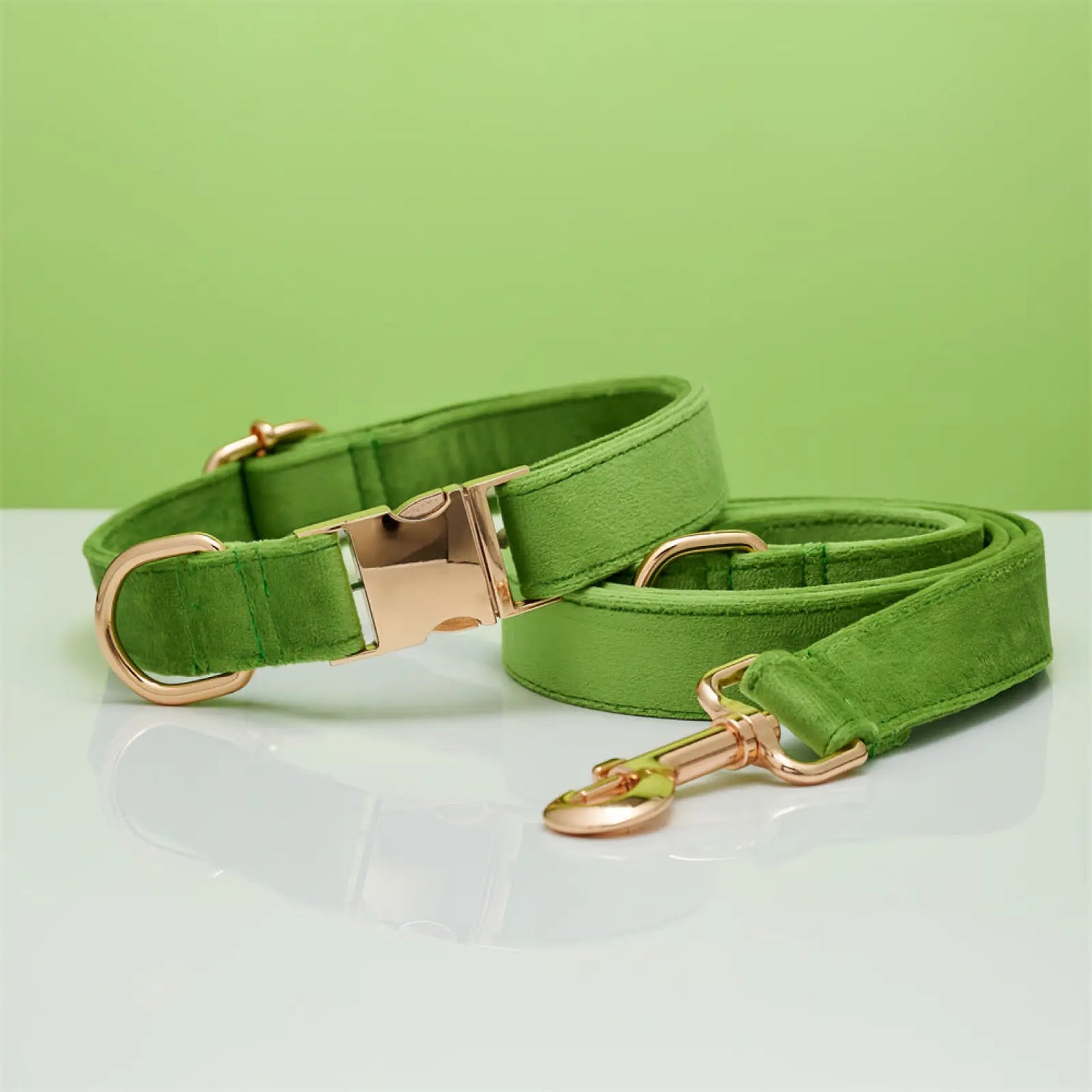 Personalized Velvet Dog Collar and Leash Set with Bow