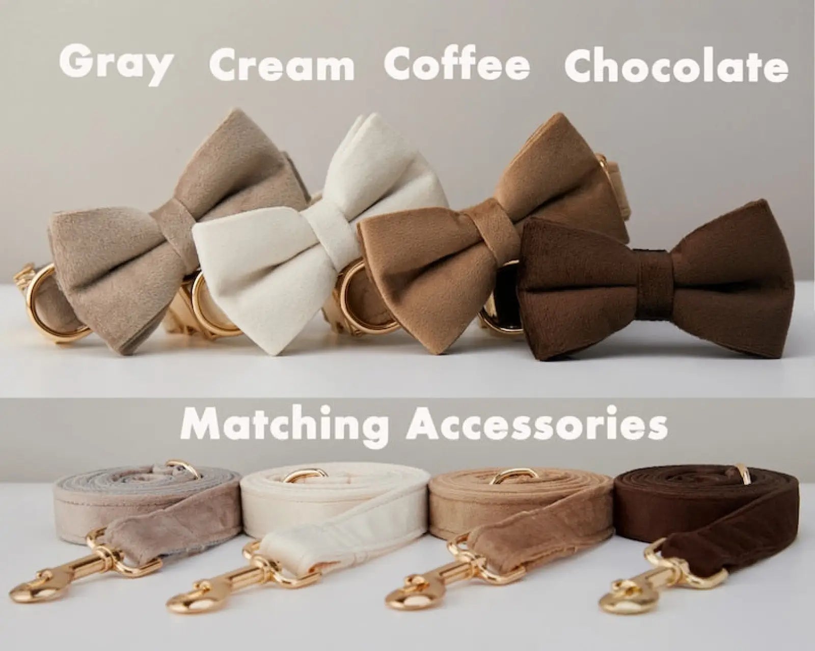 Personalized Velvet Dog Collar and Leash Set with Bow