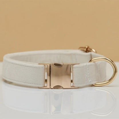 Personalized Velvet Dog Collar and Leash Set with Bow