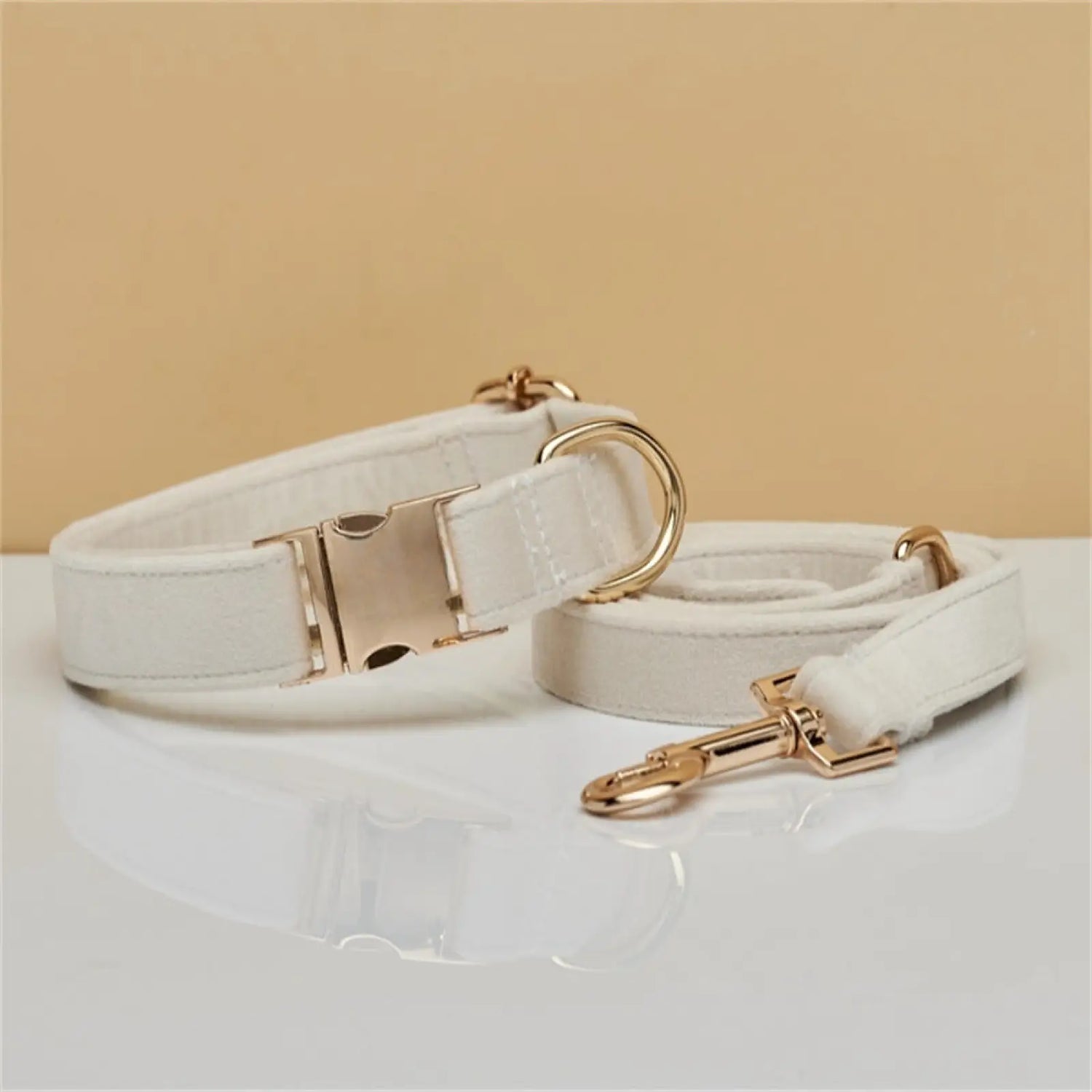 Personalized Velvet Dog Collar and Leash Set with Bow