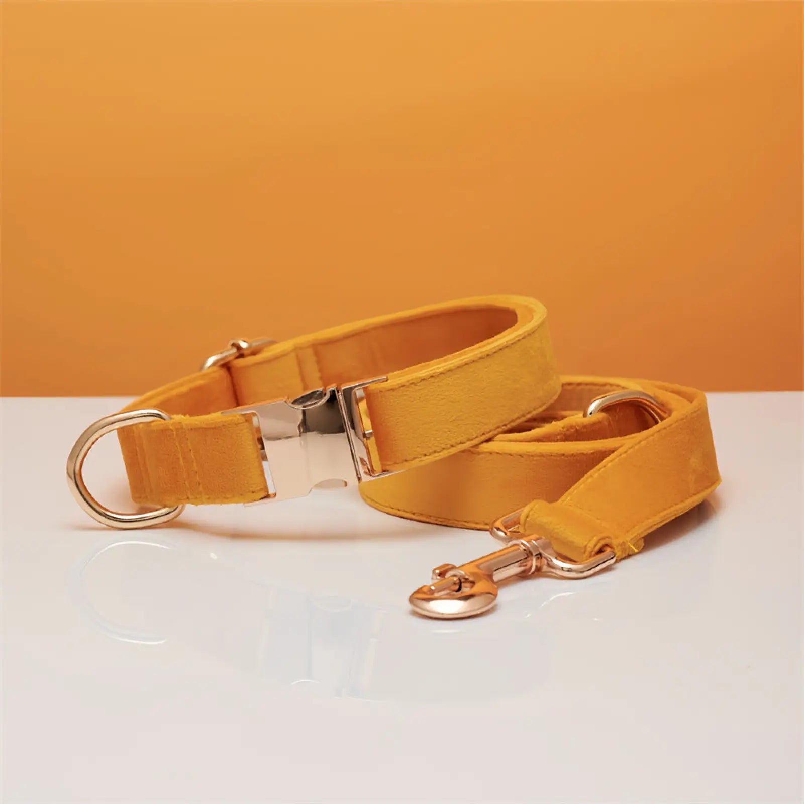 Personalized Velvet Dog Collar and Leash Set with Bow