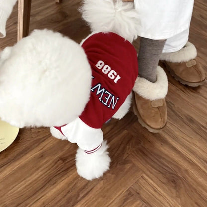 Pet Baseball Jacket Autumn Printed Dog Uniform