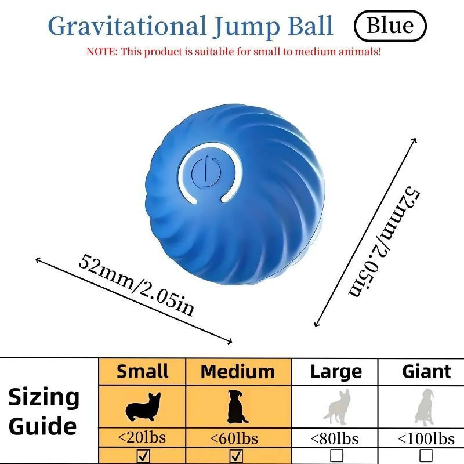 Pet Bouncing Ball for Cats and Dogs Blue and Orange