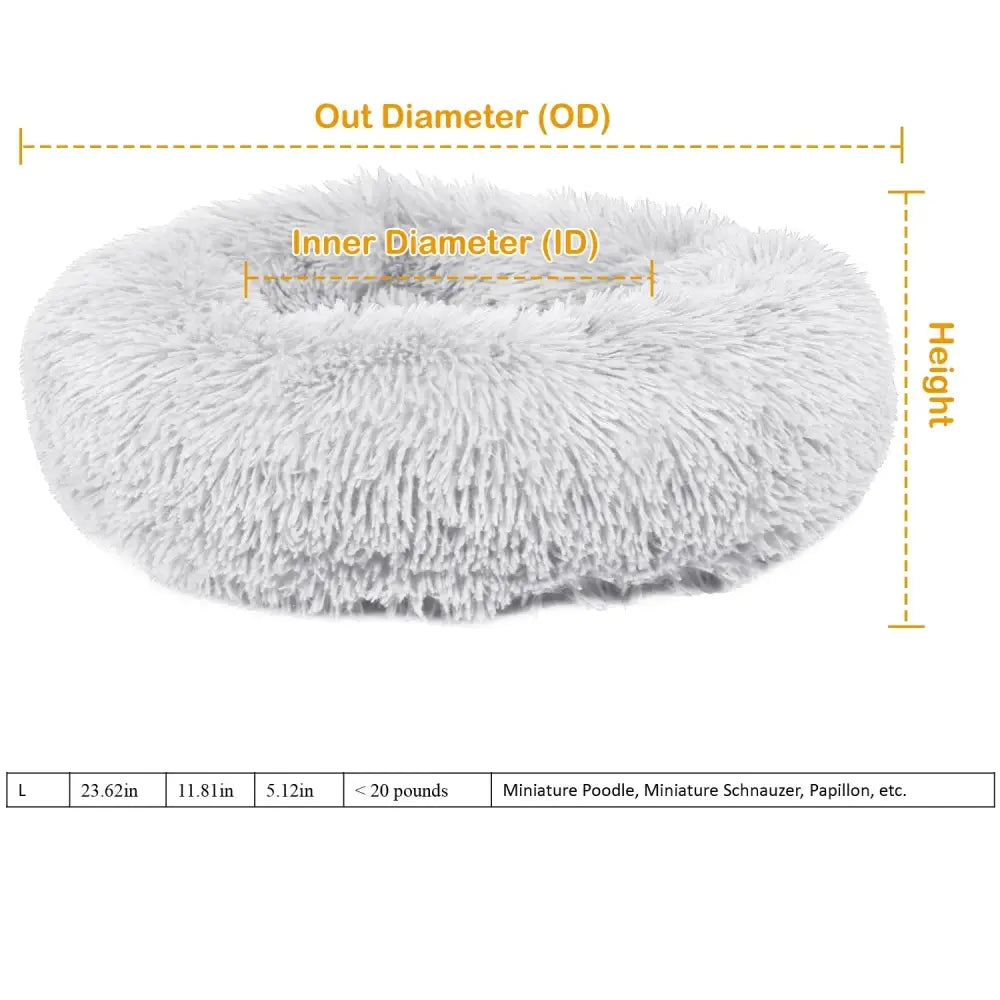 Plush Fleece Donut Pet Bed for Cats and Small Dogs