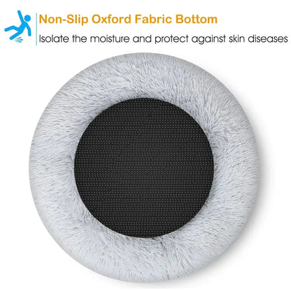 Plush Fleece Donut Pet Bed for Cats and Small Dogs