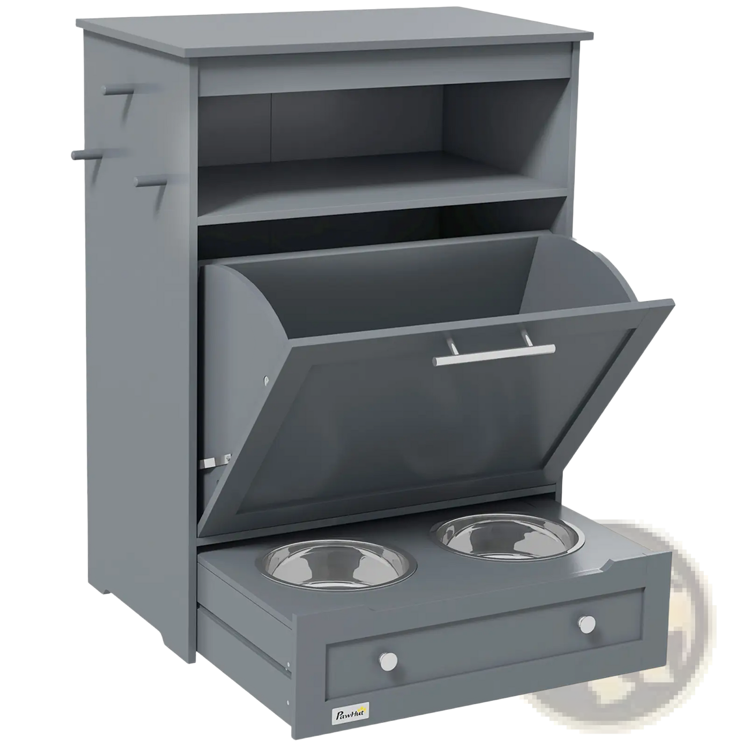 Pet Feeder Station with Dog Food Storage Cabinet
