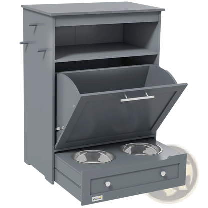 Pet Feeder Station with Dog Food Storage Cabinet